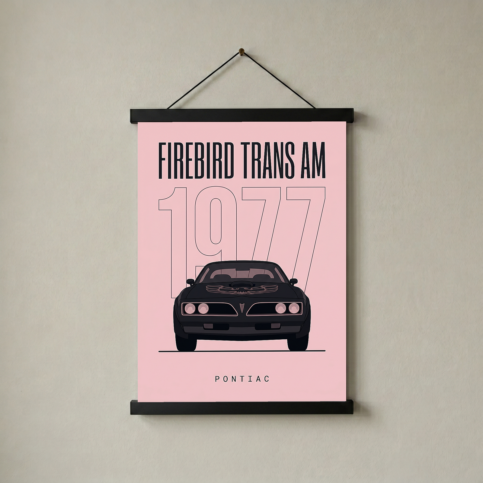 Pontiac Firebird Trans Am 1977 Minimalist Poster — Blush Pink Muscle Line Art