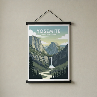 Yosemite National Park Poster — Vintage California El Capitan Half Dome Waterfall Print