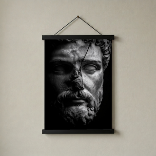 Stone Guardian Wall Art Print — Ancient Sculpted Face Poster