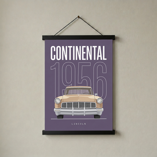Lincoln Continental 1956 Minimalist Poster — Purple Classic Car Line Art