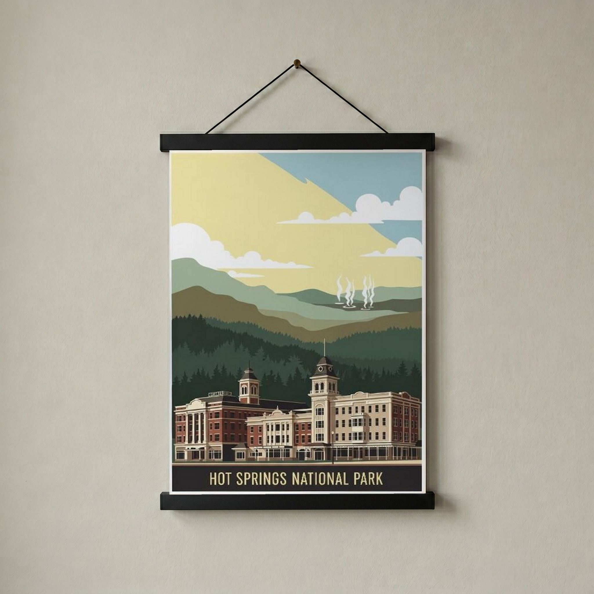 Hot Springs National Park Poster — Vintage Arkansas Bathhouse Row Print