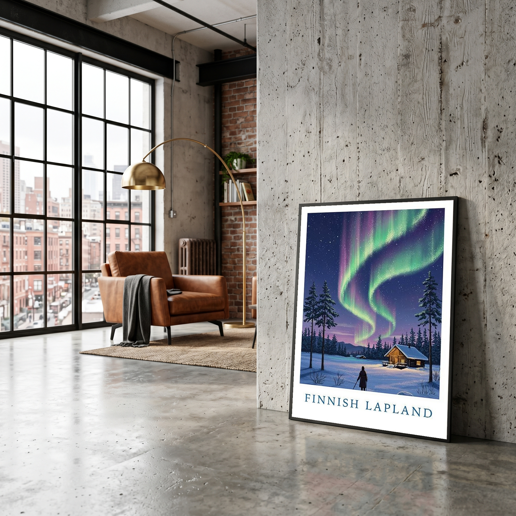 Finnish Lapland — Northern Lights Cabin Winter Wall Art Print
