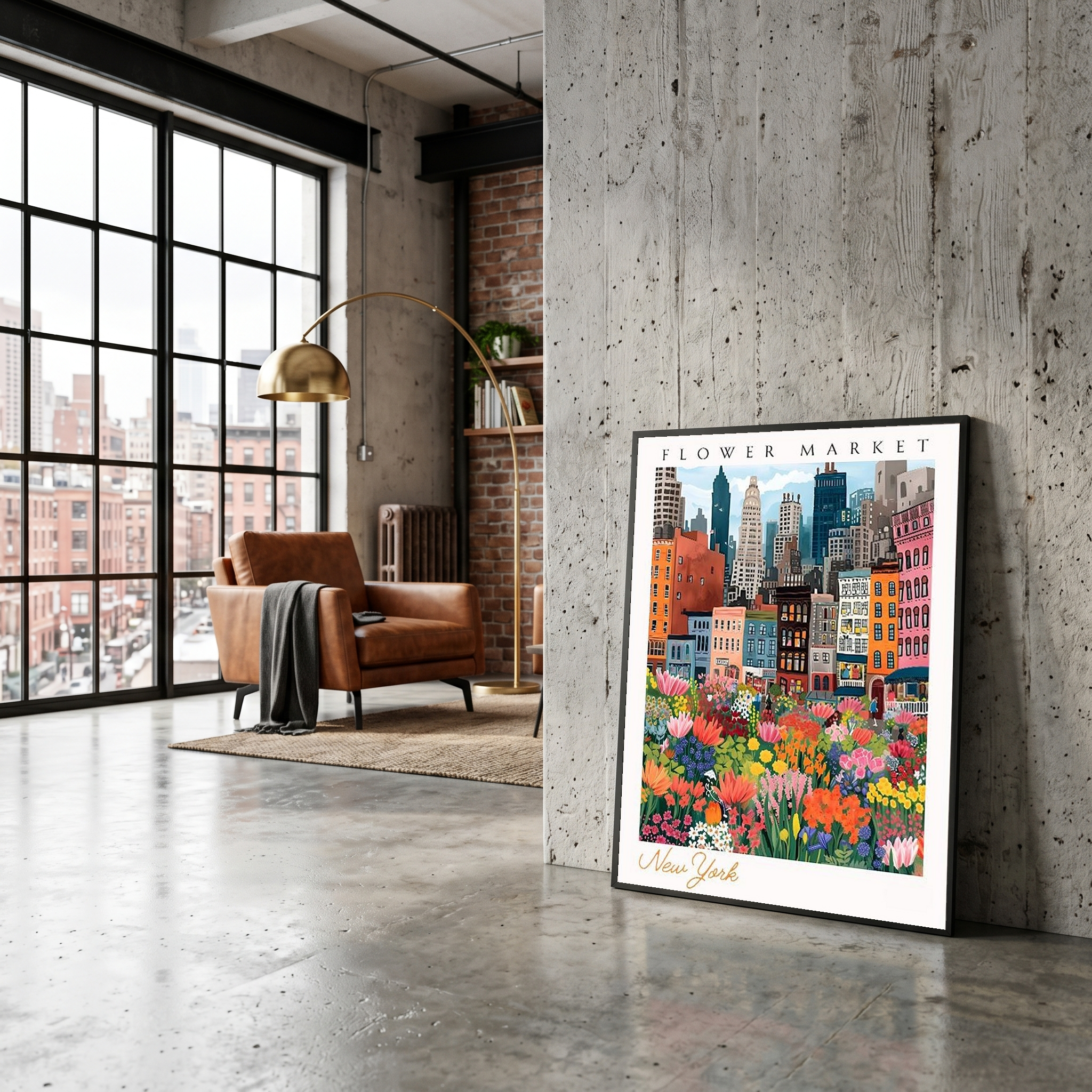 New York Flower Market — Vibrant Cityscape Botanical Wall Art Print
