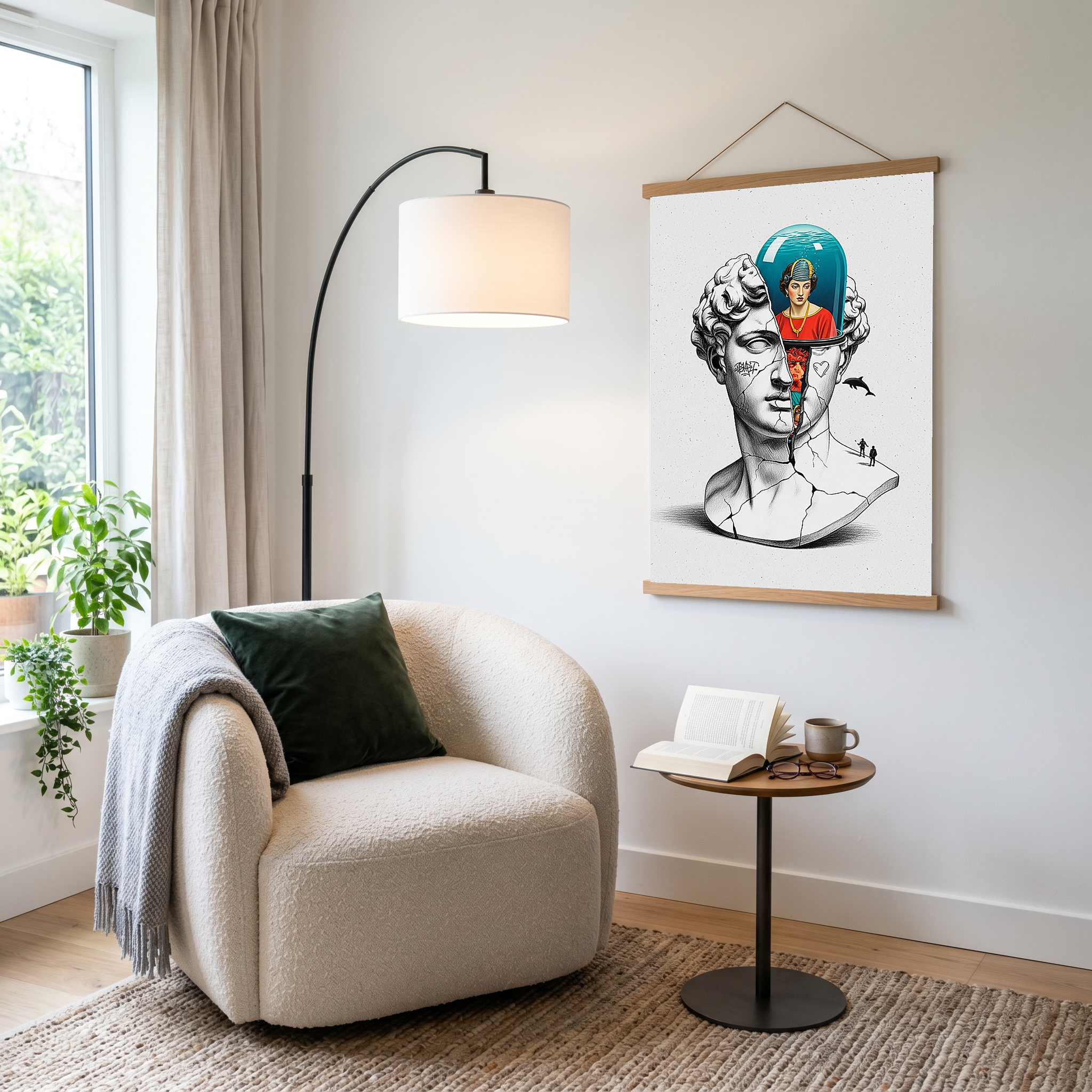 Aquarium Mind — Surreal David Bust Wall Art Print