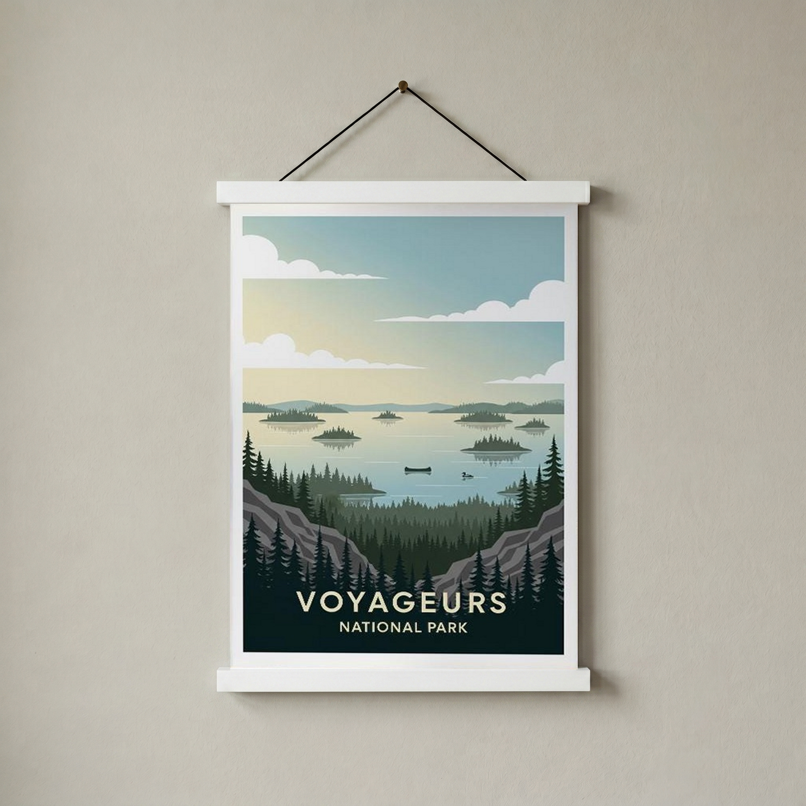 Voyageurs National Park Poster — Vintage Minnesota Canoe Lake Print