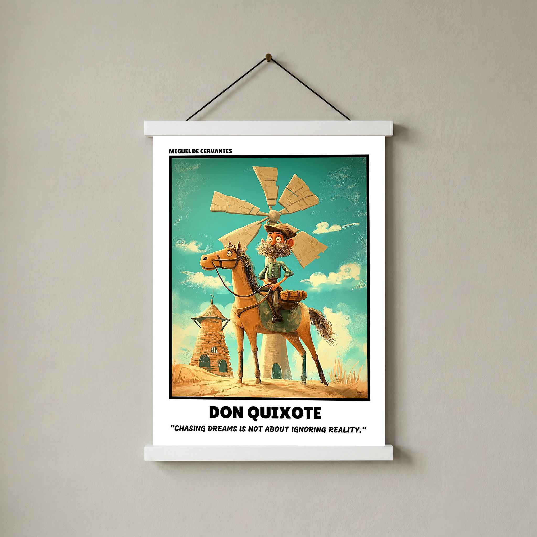 Don Quixote Poster - Chasing Dreams Literary Quote Wall Art Print