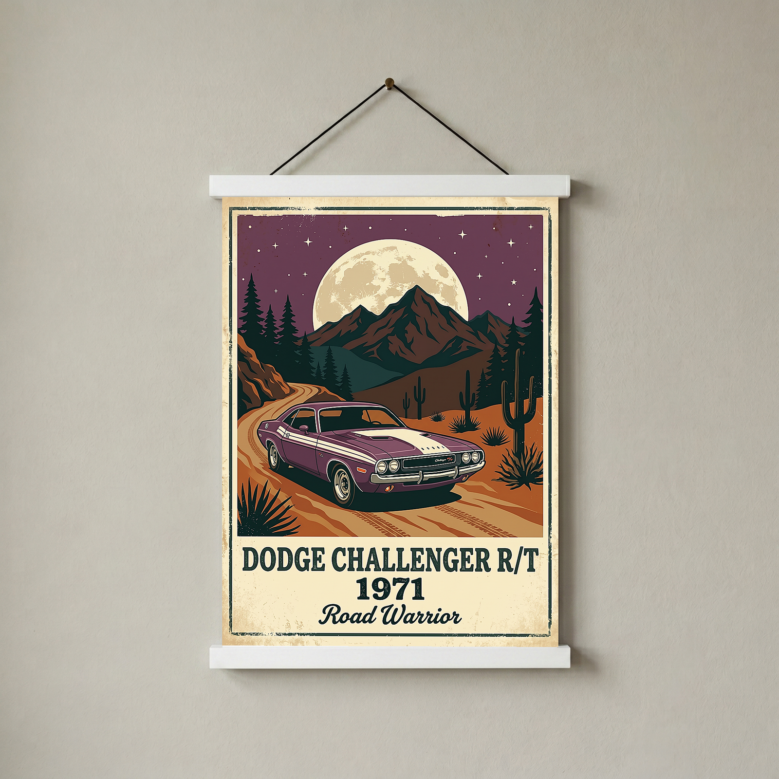 Dodge Challenger R/T 1971 Poster — Vintage Muscle Car Desert Moon Print