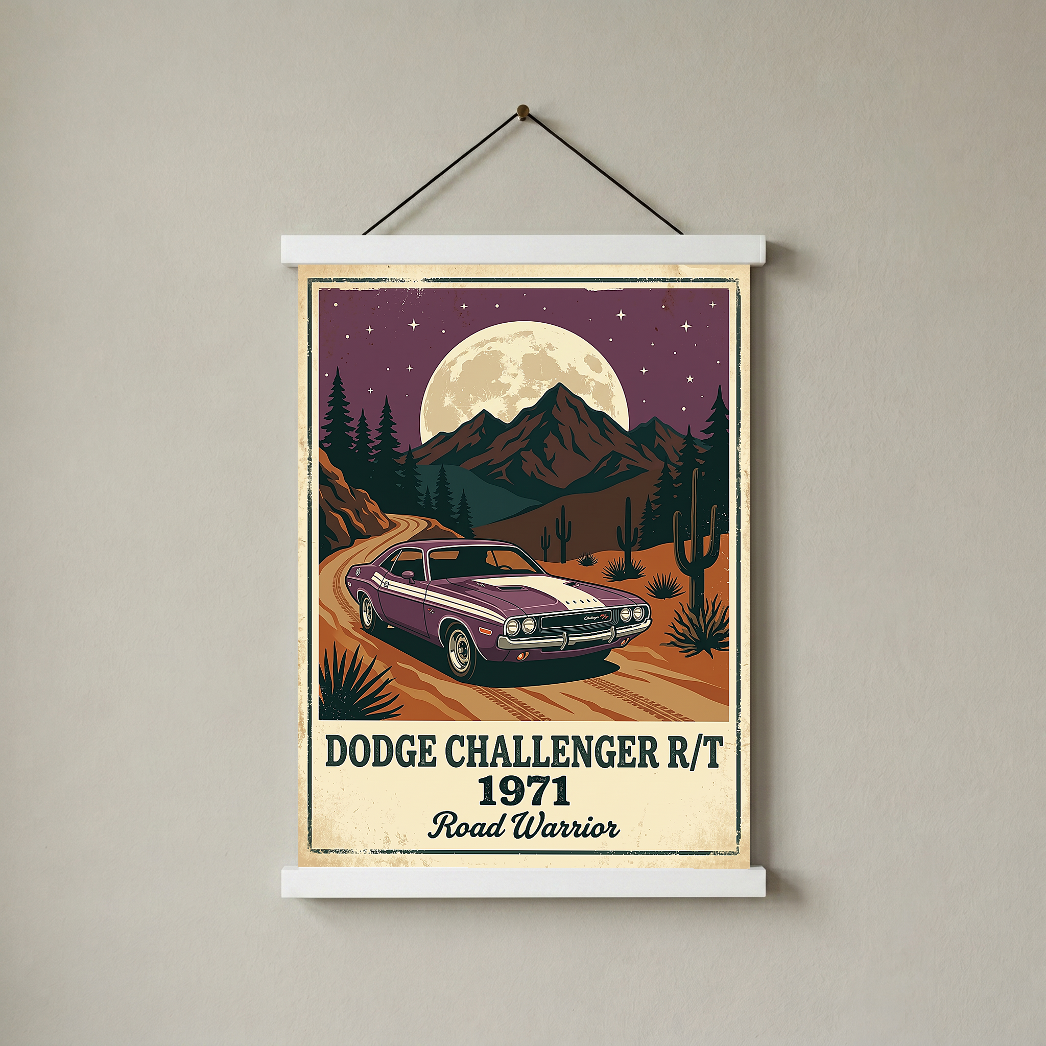 Dodge Challenger R/T 1971 Poster — Vintage Muscle Car Desert Moon Print