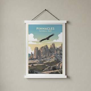 Pinnacles National Park Poster — Vintage California Condor Rock Spires Print