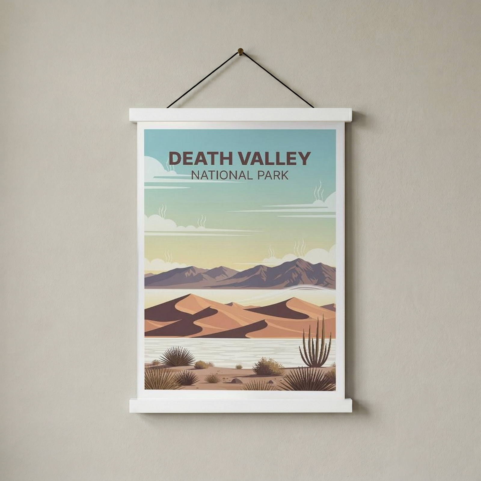 Death Valley National Park Poster — Vintage Sand Dunes Desert Mountain Print