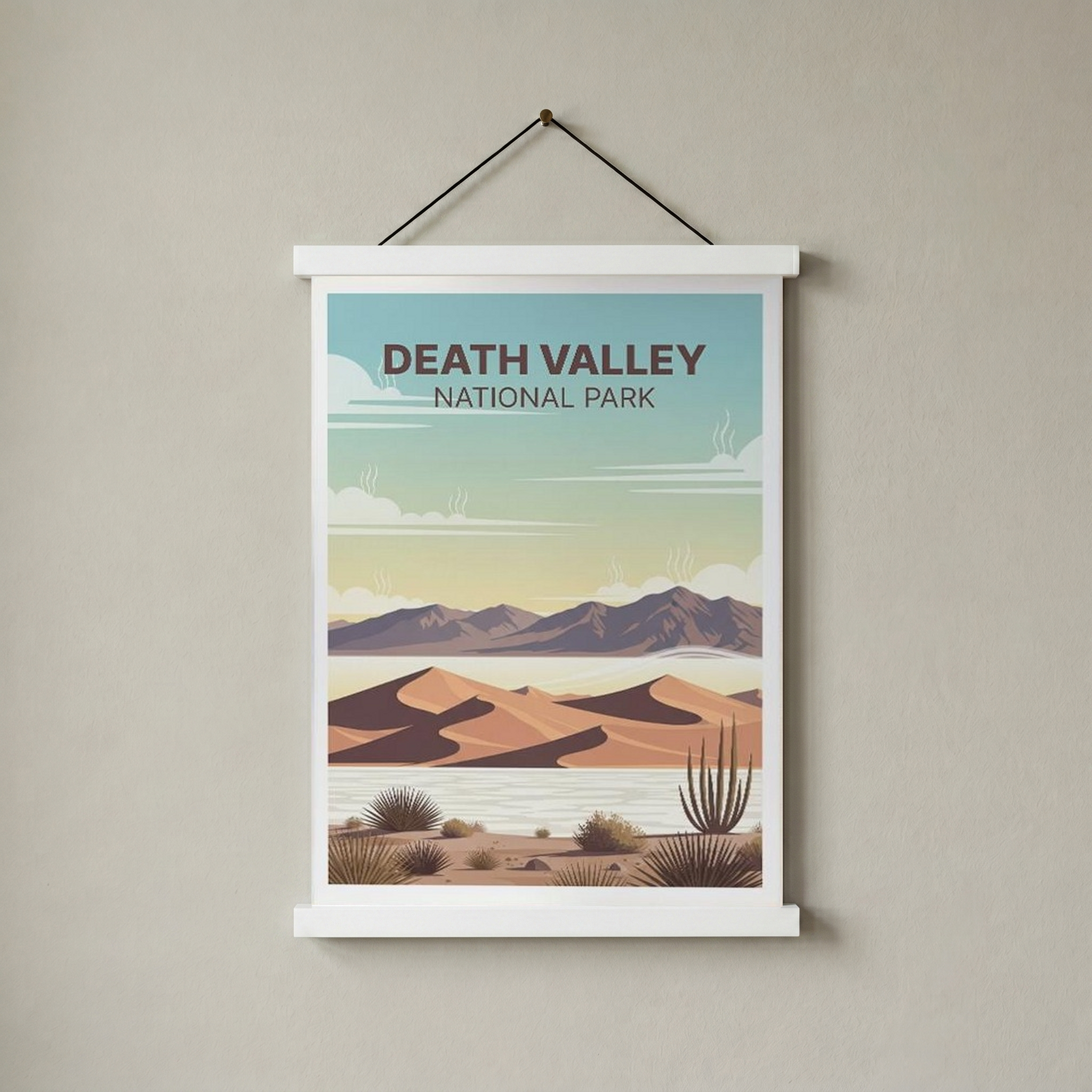 Death Valley National Park Poster — Vintage Sand Dunes Desert Mountain Print