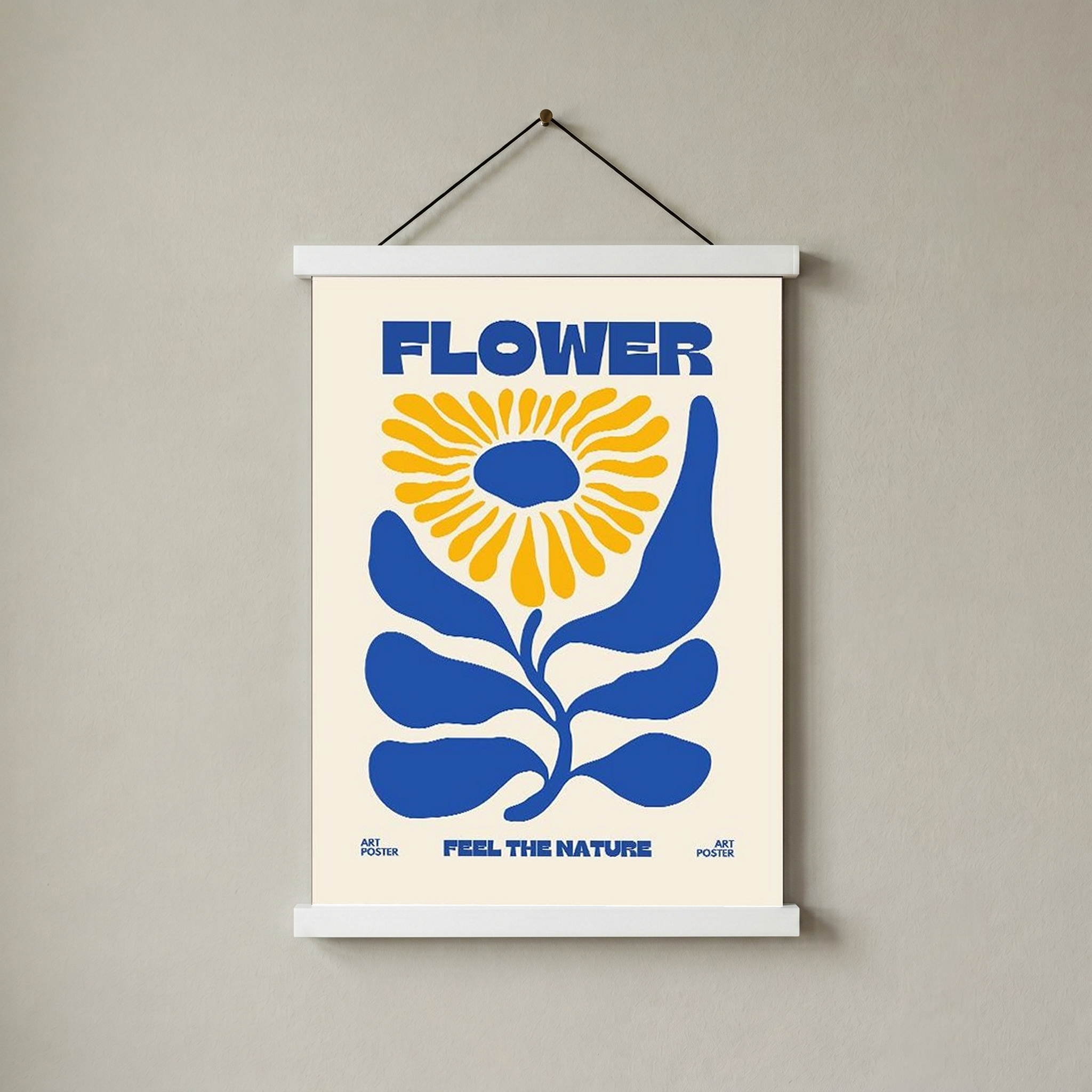 FLOWER Feel the Nature Poster — Mid-Century Botanical Cut-Out Print