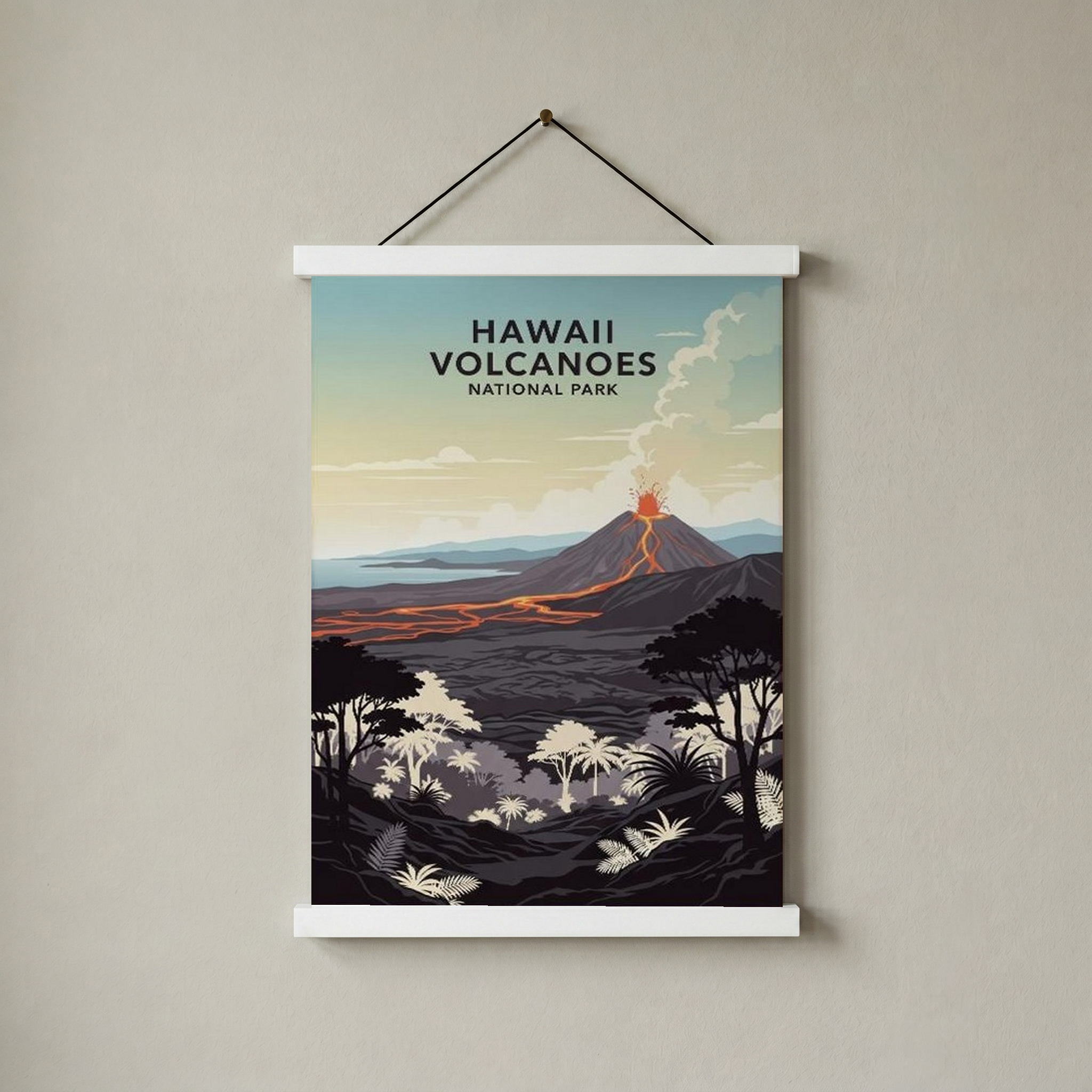 Hawaii Volcanoes National Park Poster — Vintage Kilauea Lava Tropical Print