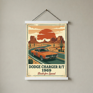 Dodge Charger R/T 1969 Poster — Vintage Muscle Car Monument Valley Print