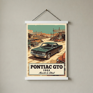 Pontiac GTO 1964 V2 Poster — Vintage Muscle Desert Junkyard Print
