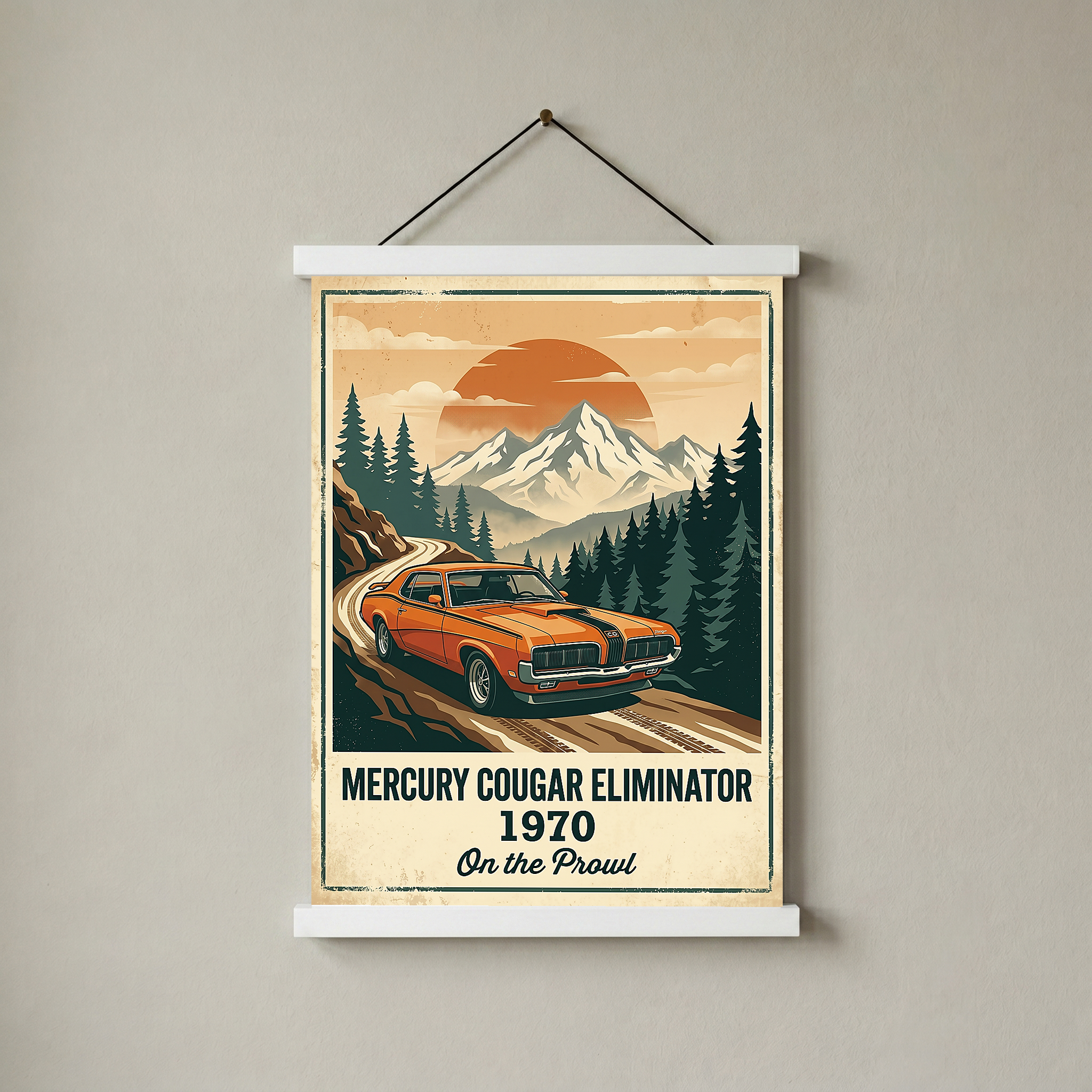 Mercury Cougar Eliminator 1970 Poster — Vintage Muscle Car Mountain Pine Print