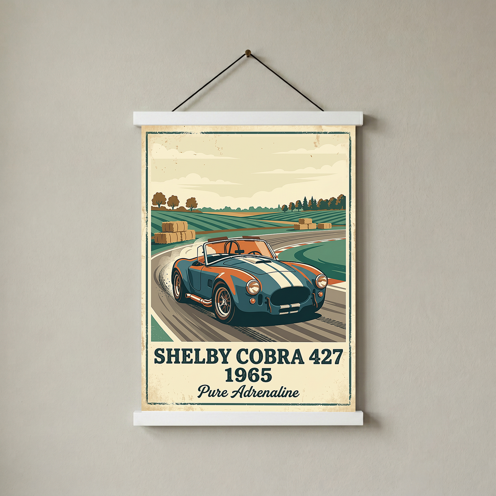 Shelby Cobra 427 1965 Poster — Vintage Race Track Roadster Print