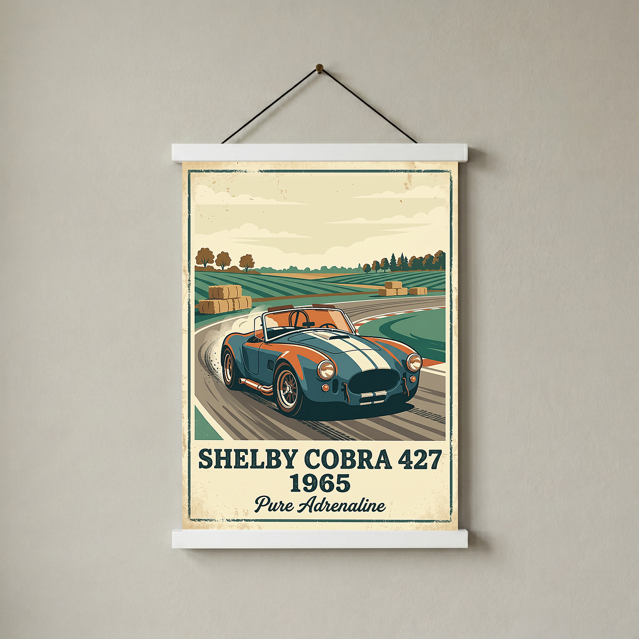 Shelby Cobra 427 1965 Poster — Vintage Race Track Roadster Print