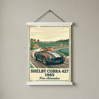 Shelby Cobra 427 1965 Poster — Vintage Race Track Roadster Print