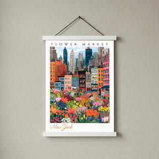 New York Flower Market Print — NYC Skyline Cityscape Botanical Art