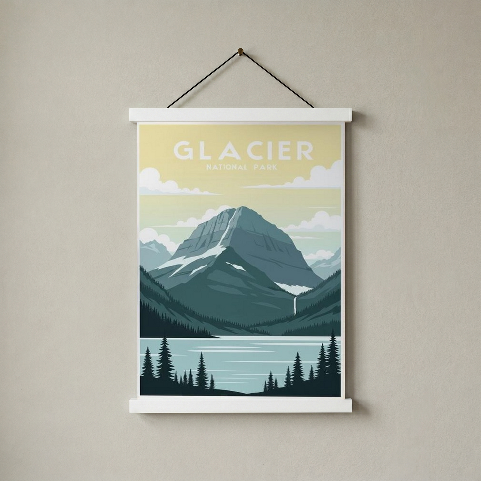Glacier National Park Poster — Vintage Montana Rocky Mountain Lake Print
