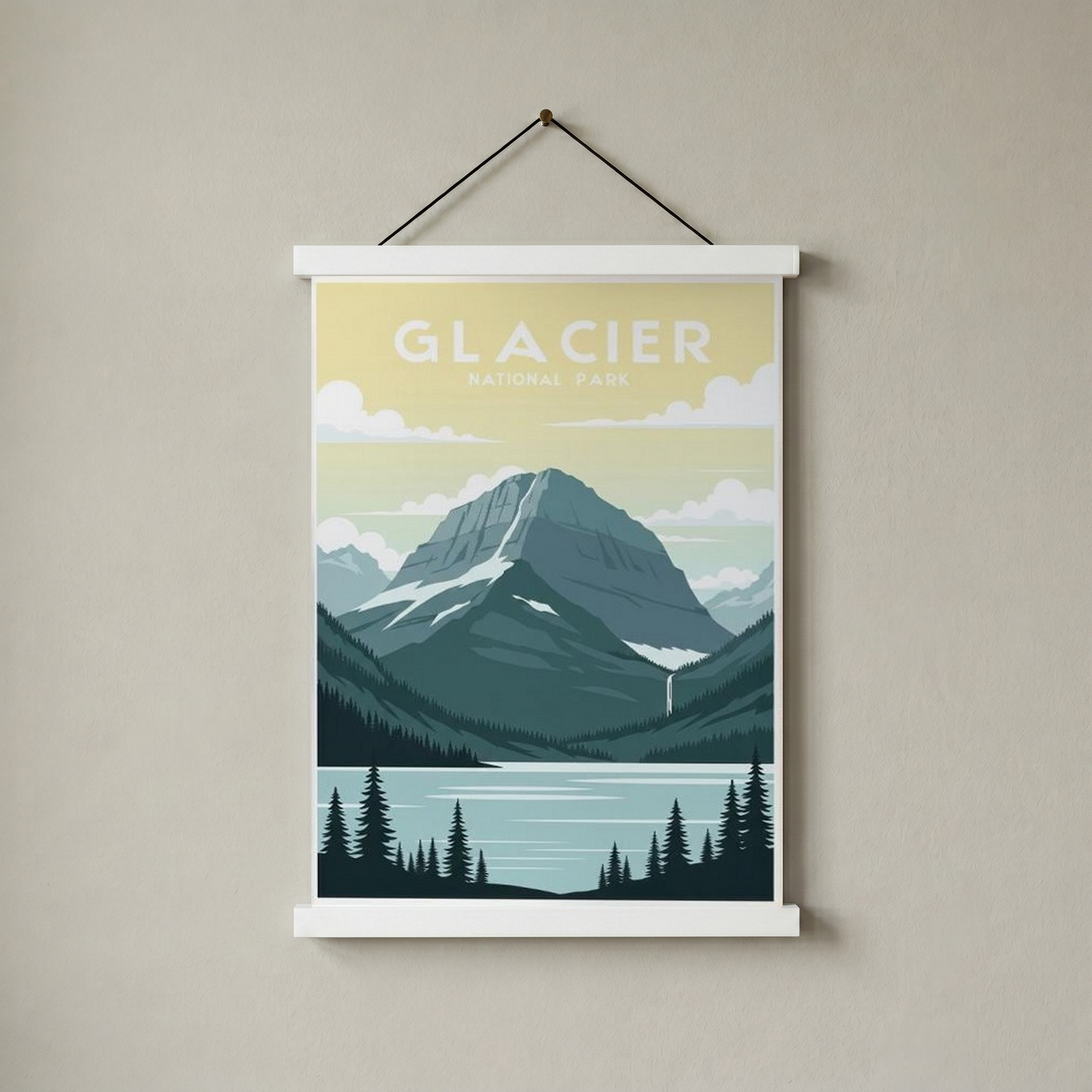 Glacier National Park Poster — Vintage Montana Rocky Mountain Lake Print