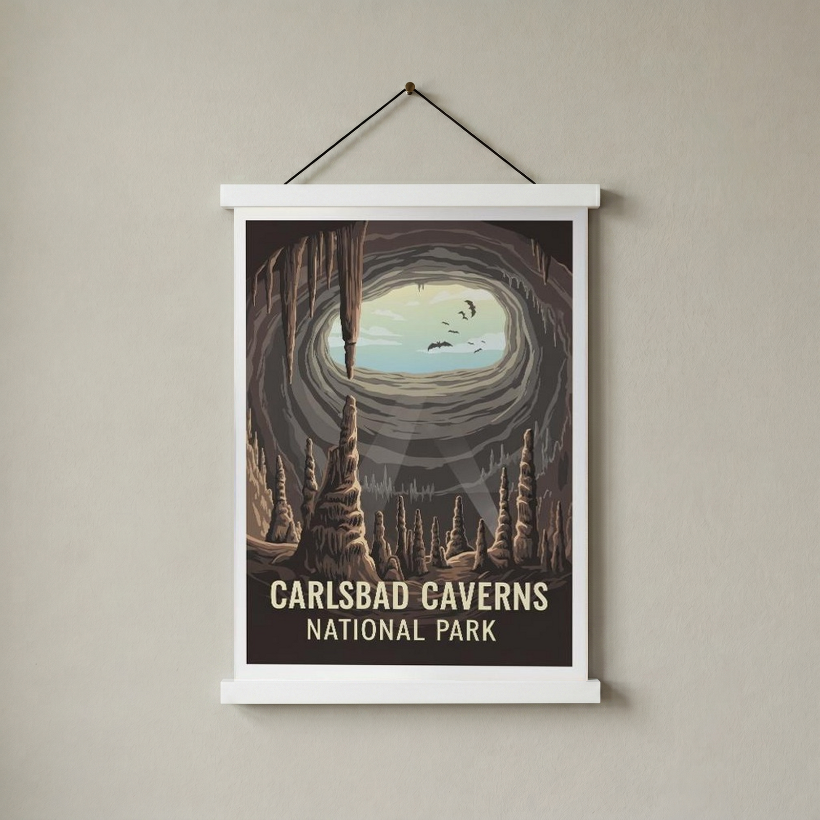 Carlsbad Caverns National Park Poster — Vintage New Mexico Bat Cave Print