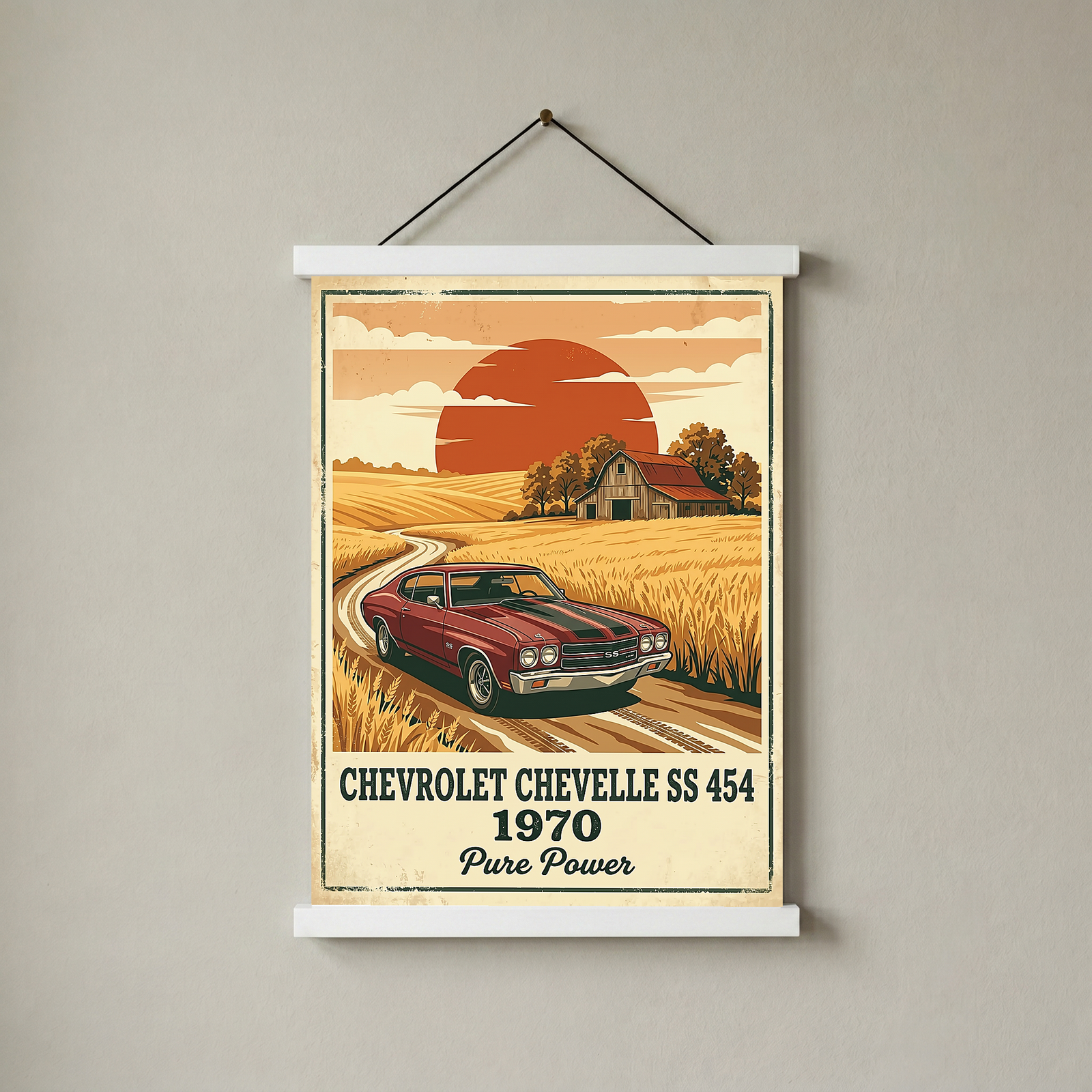 Chevrolet Chevelle SS 454 1970 Poster — Vintage Muscle Car Country Barn Print