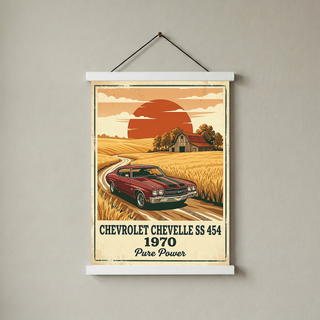 Chevrolet Chevelle SS 454 1970 Poster — Vintage Muscle Car Country Barn Print