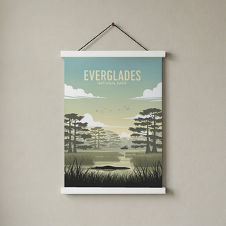 Everglades National Park Poster — Vintage Florida Alligator Cypress Print