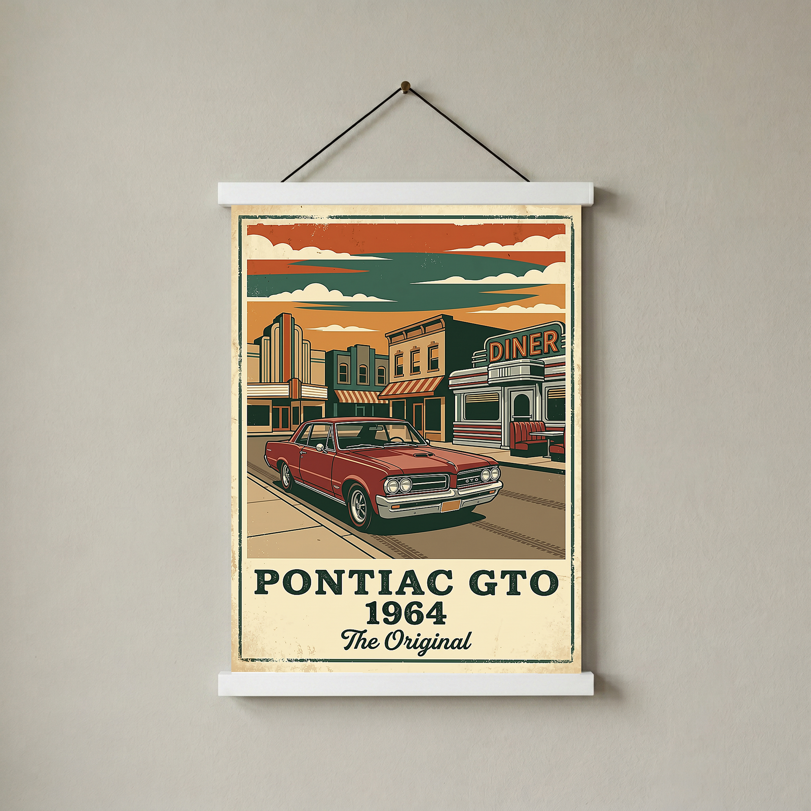 Pontiac GTO 1964 Poster — Vintage Muscle Car Diner Main Street Print