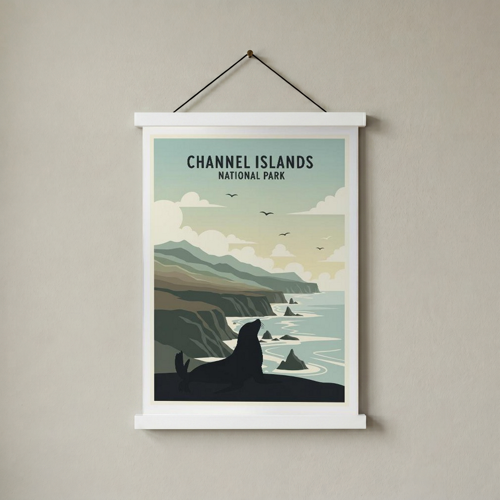 Channel Islands National Park Poster — Vintage California Sea Lion Coast Print