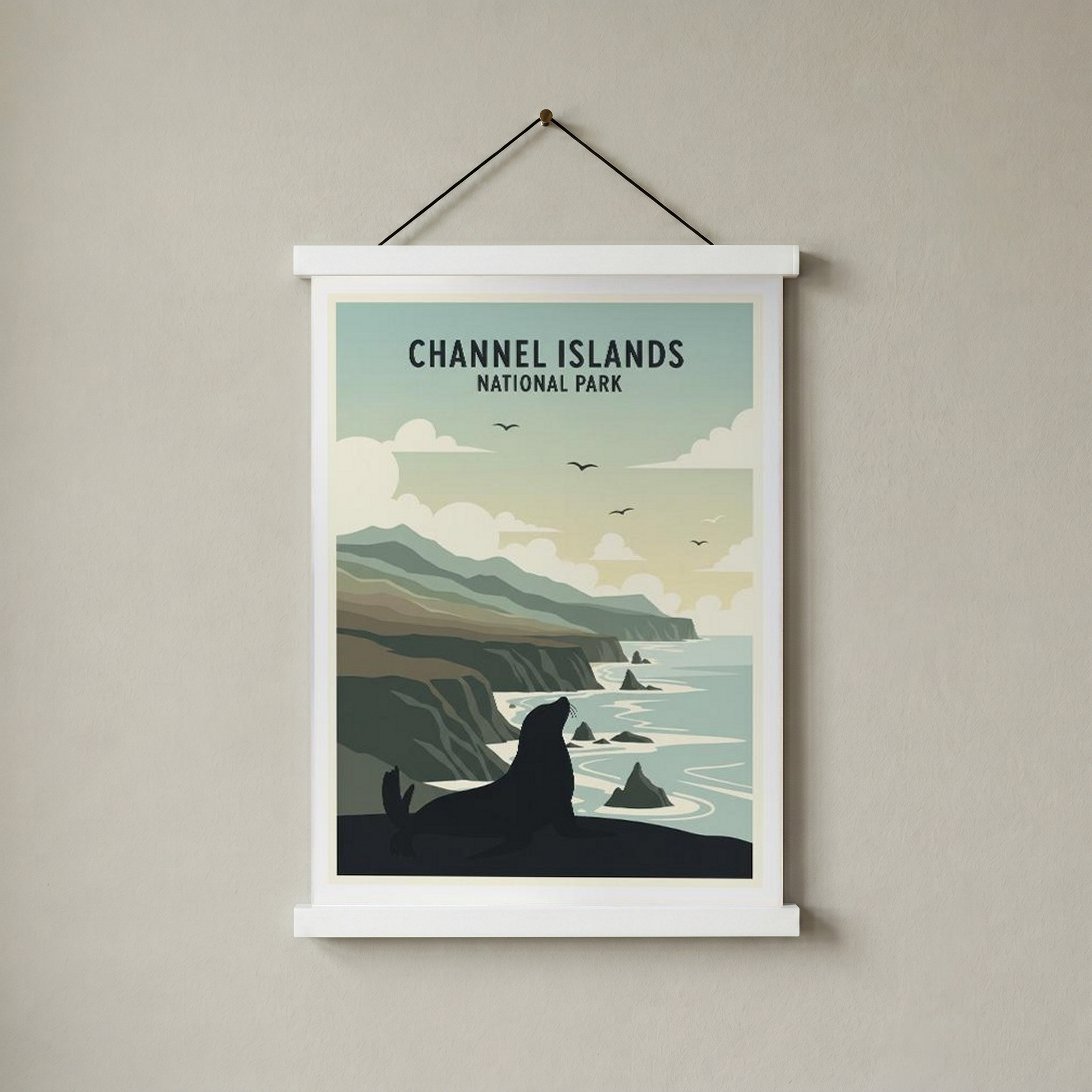 Channel Islands National Park Poster — Vintage California Sea Lion Coast Print