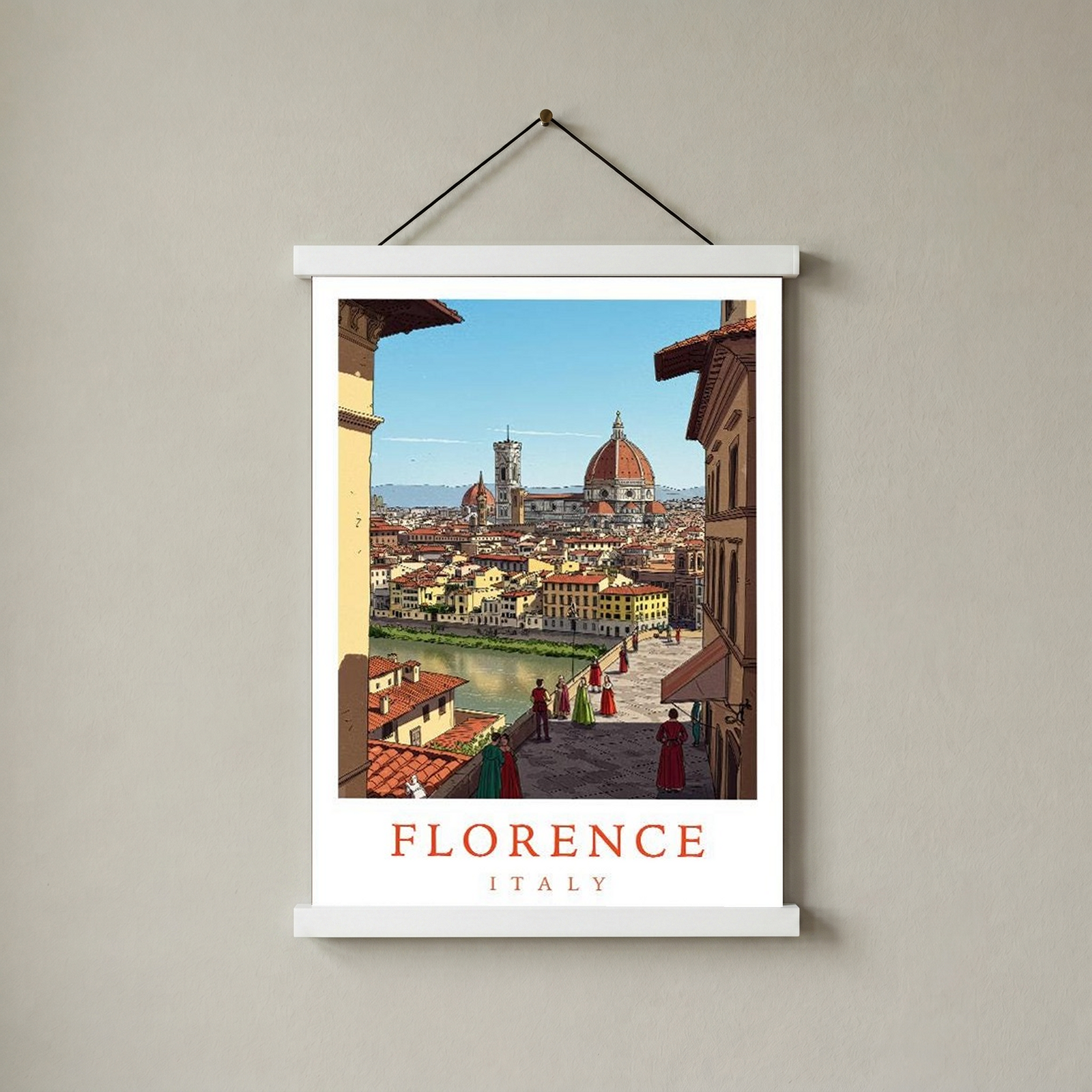 Florence Italy Travel Poster — Duomo Cathedral Renaissance Street Print