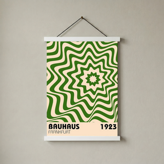 Bauhaus Frankfurt 1923 Poster - Green Geometric Wavy Star Print