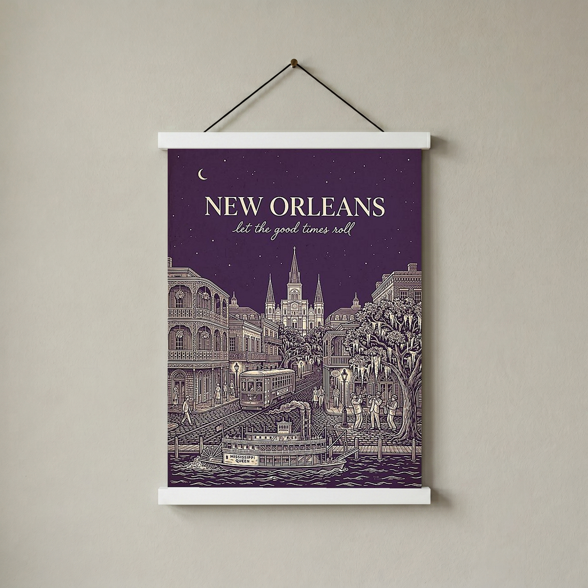 New Orleans Line Art Print — Aubergine French Quarter Skyline Wall Art