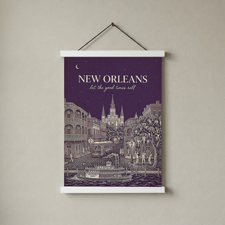 New Orleans Line Art Print — Aubergine French Quarter Skyline Wall Art