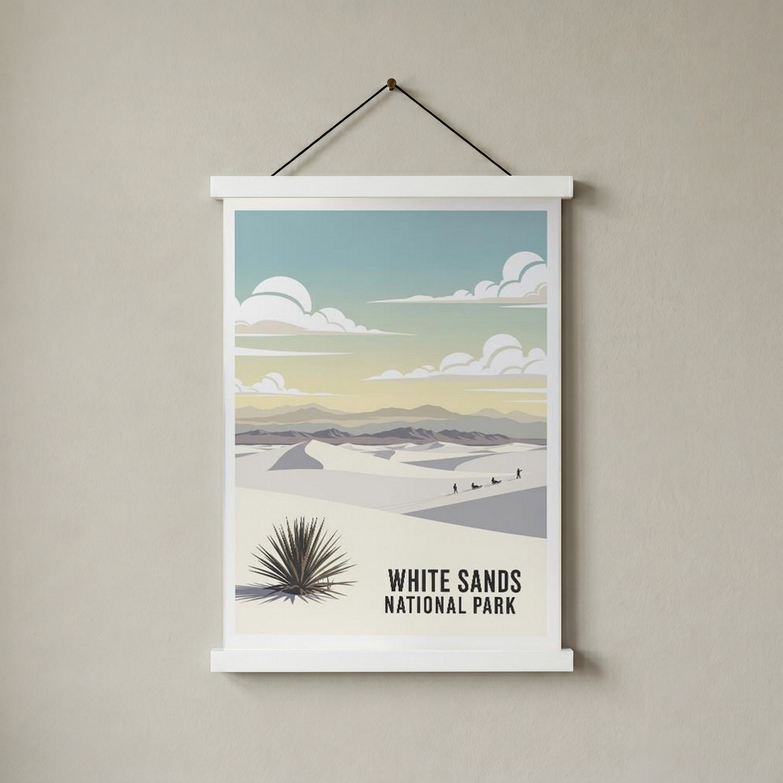 White Sands National Park Poster — Vintage New Mexico Gypsum Dunes Sledding Print