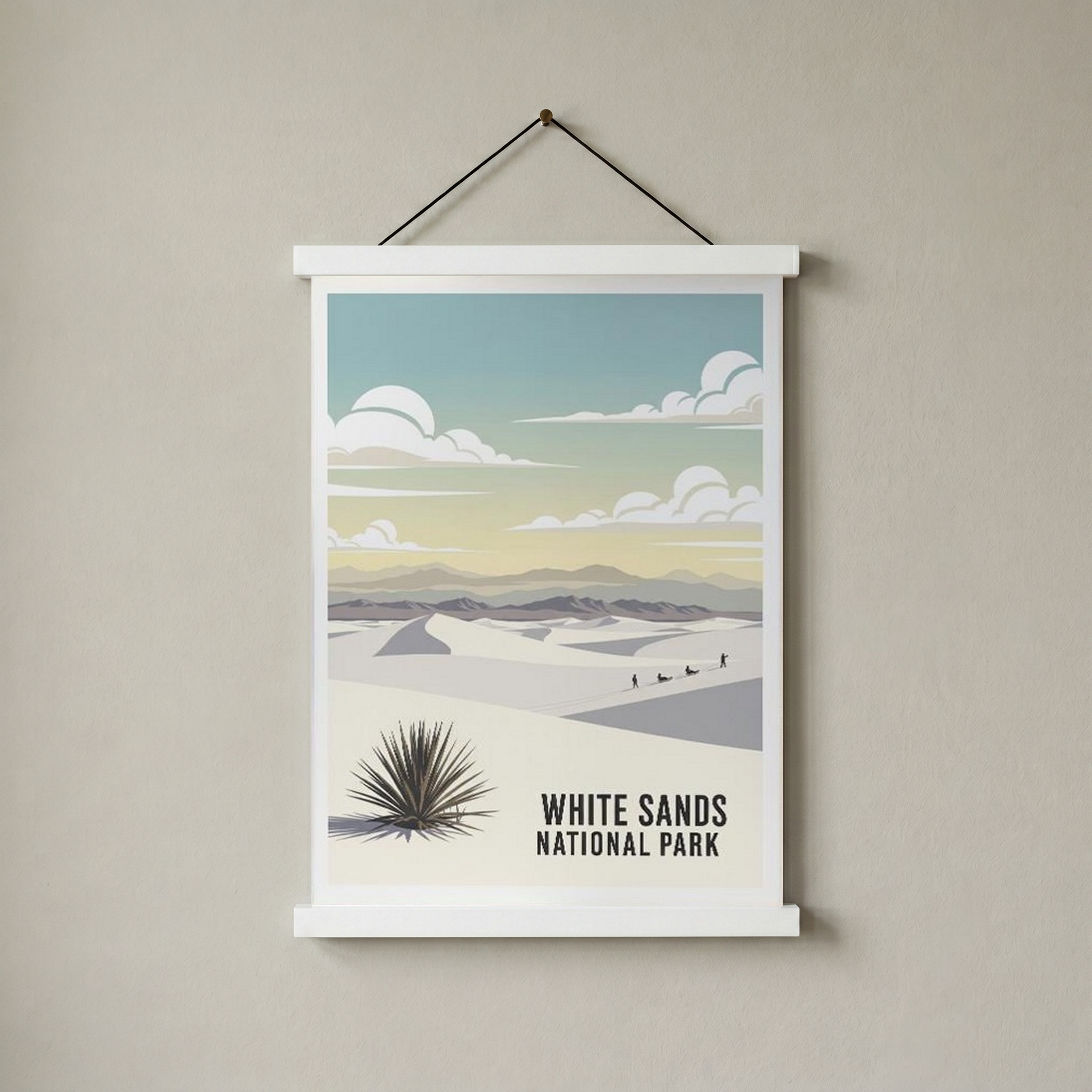 White Sands National Park Poster — Vintage New Mexico Gypsum Dunes Sledding Print