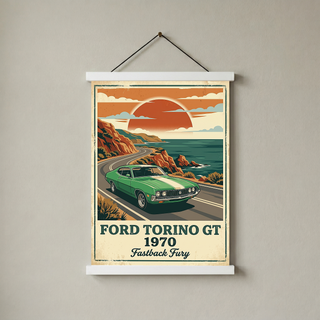 Ford Torino GT 1970 V2 Poster — Vintage Muscle Car Pacific Coast Curve Print