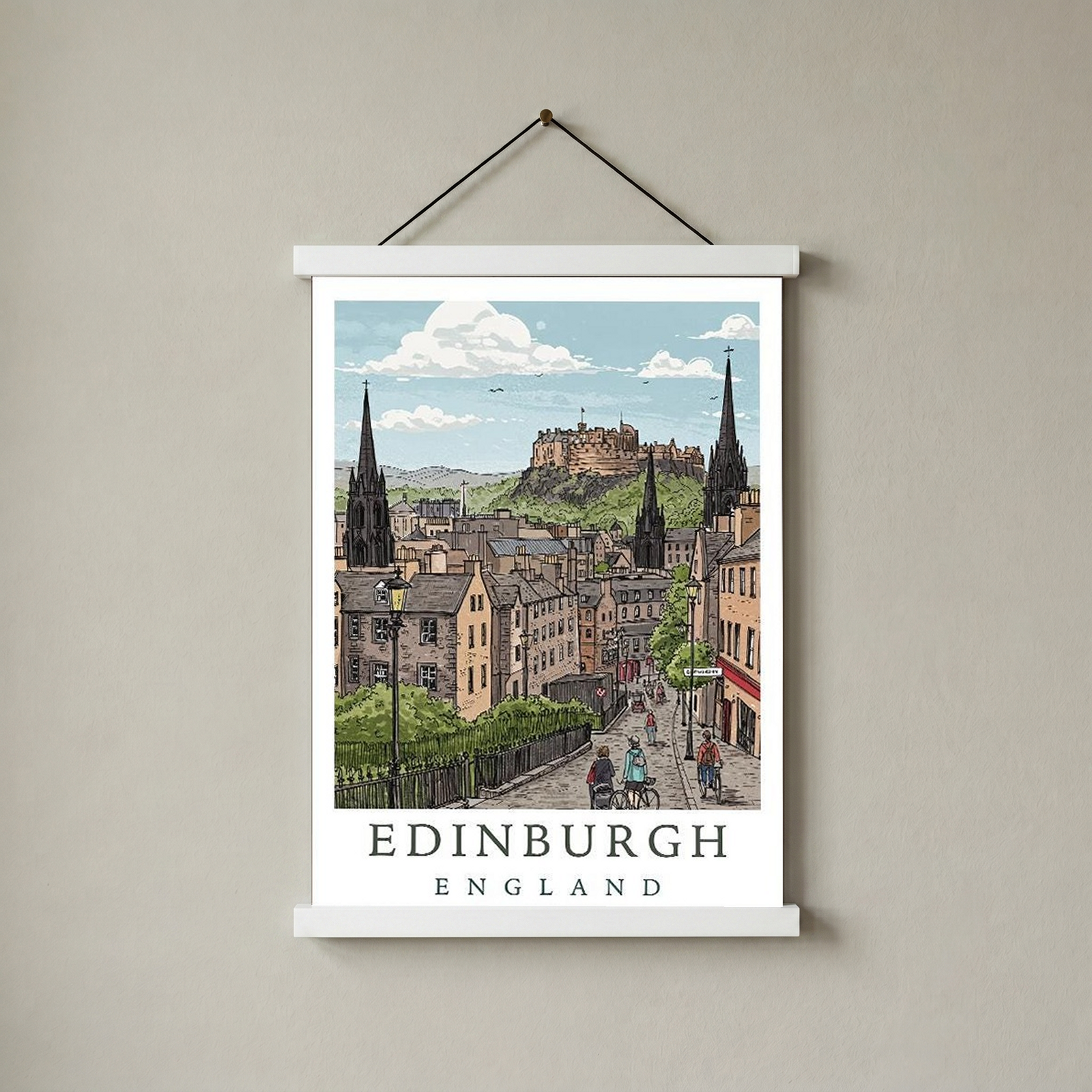 Edinburgh Scotland Travel Poster — Castle Royal Mile Old Town Print