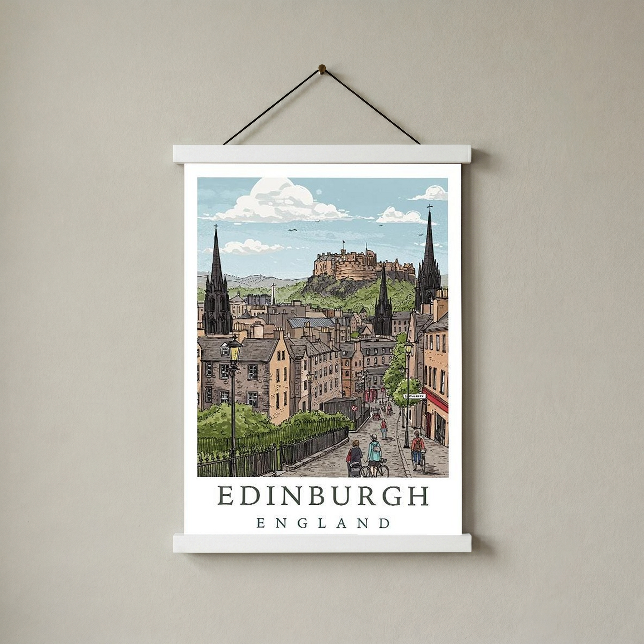 Edinburgh Scotland Travel Poster — Castle Royal Mile Old Town Print