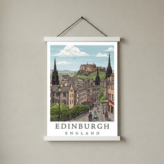 Edinburgh Scotland Travel Poster — Castle Royal Mile Old Town Print