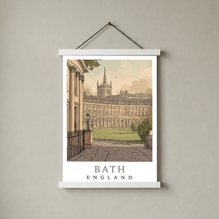 Bath England Travel Poster — Royal Crescent Abbey Georgian Print
