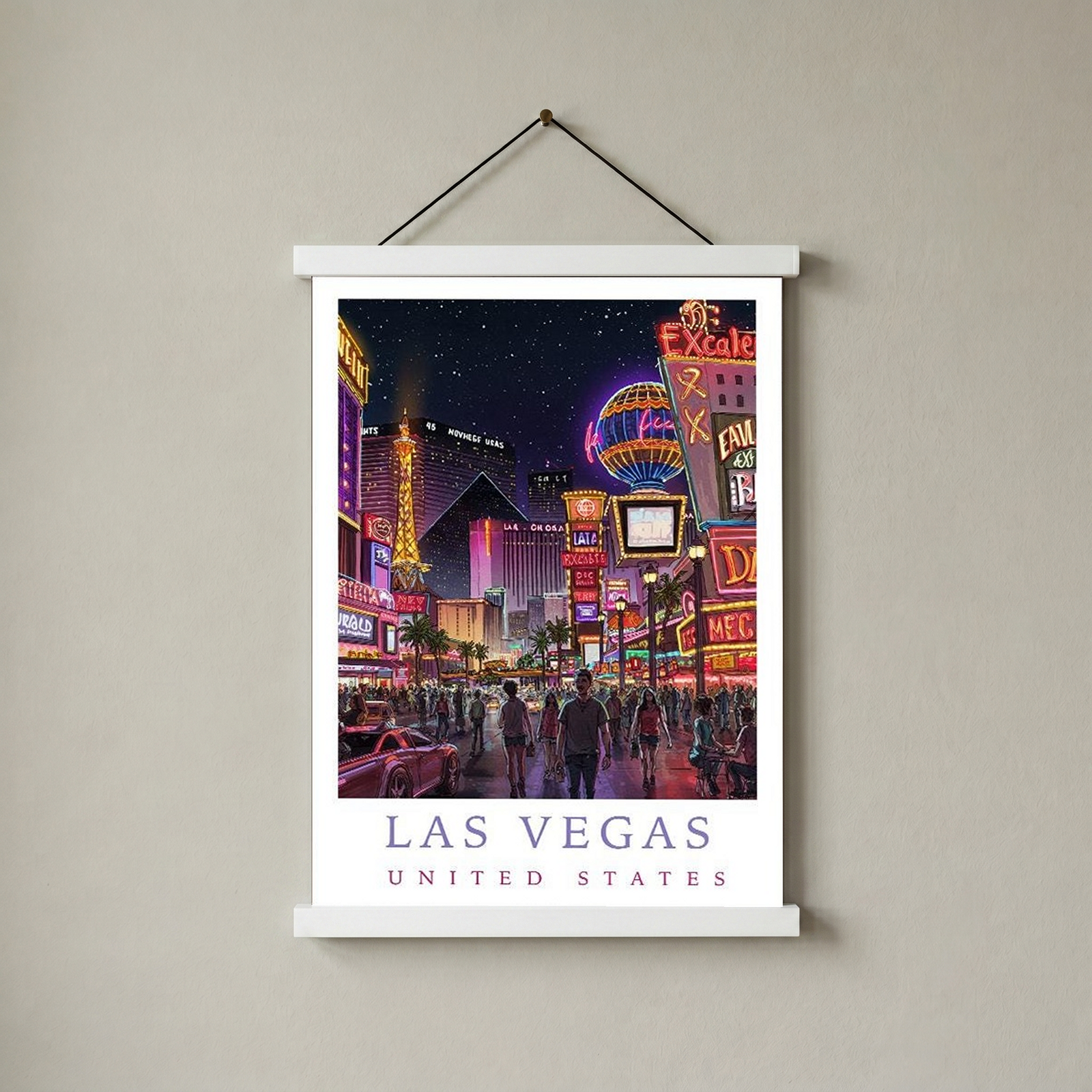 Las Vegas Travel Poster — Neon Strip Night Cityscape Print