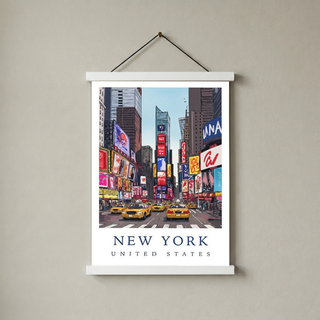 New York City Travel Poster — Times Square Yellow Cabs Iconic Print
