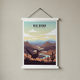 Big Bend National Park Poster — Vintage Texas Roadrunner Rio Grande Print
