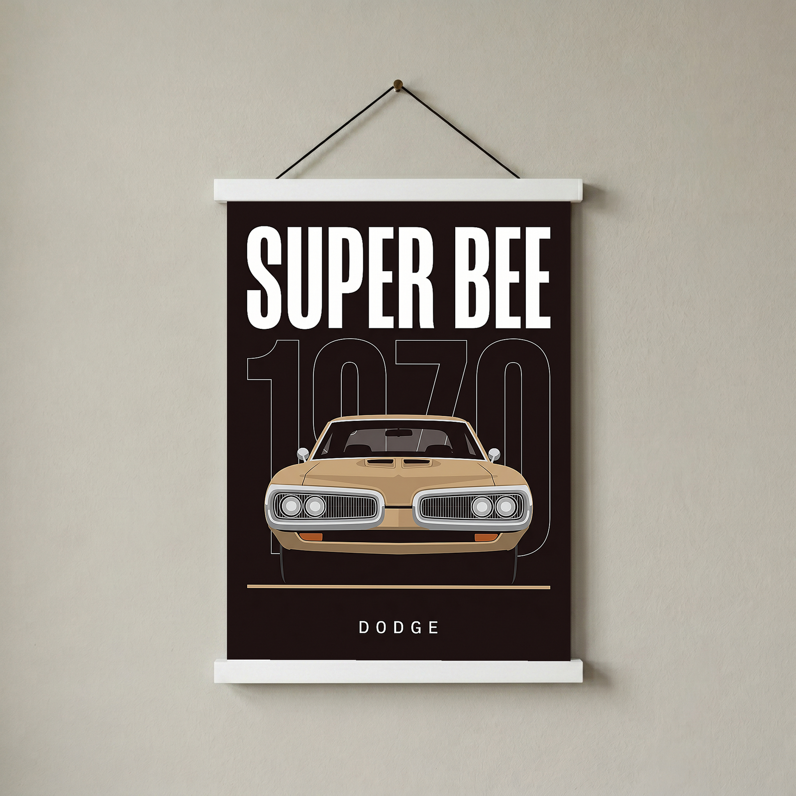 Dodge Super Bee 1970 Minimalist Poster — Black Muscle Car Line Art