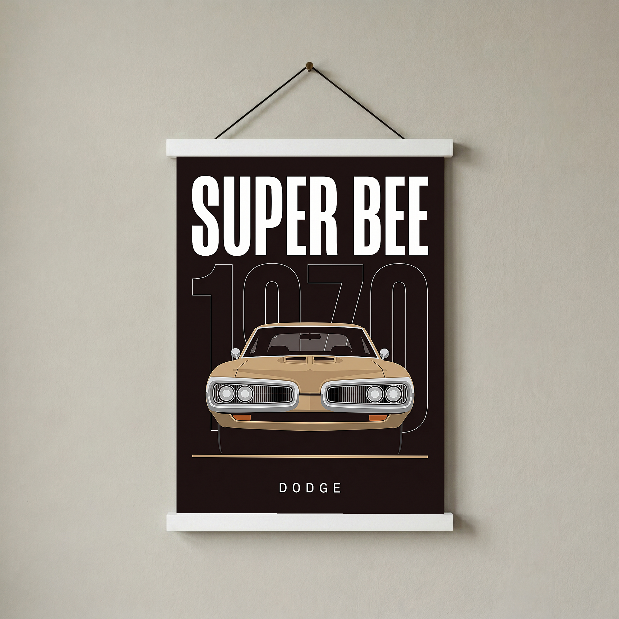 Dodge Super Bee 1970 Minimalist Poster — Black Muscle Car Line Art