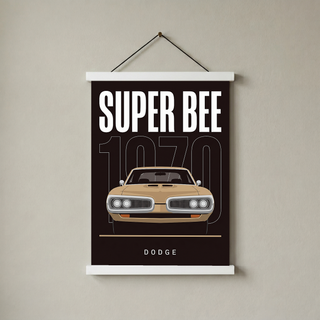 Dodge Super Bee 1970 Minimalist Poster — Black Muscle Car Line Art